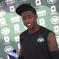 New York Jets&#39; Sauce Gardner speaks during a news conference at the NFL football team&#39;s practice facility Saturday, July 30, 2022, in Florham Park, N.J. (AP Photo/Julia Nikhinson)