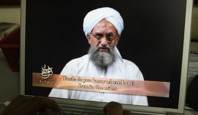 As seen on a computer screen from a DVD prepared by Al-Sahab production, Al Qaeda&#x27;s Ayman al-Zawahiri speaks in Islamabad, Pakistan, on June 20, 2006. Al-Zawahiri, the top Al Qaeda leader, was killed by the U.S. over the weekend in Afghanistan. President Joe Biden is scheduled to speak about the operation on Monday night, Aug. 1, 2022, from the White House in Washington. (AP Photo/B.K.Bangash, File)