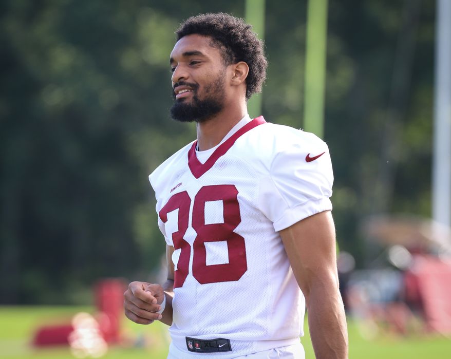 Washington Commanders Running Back Reggie Bonnafon (38) on the field at Day 5 of Training Camp at The Park in Ashburn VA on August 1st 2022. (Photo: Alyssa Howell)