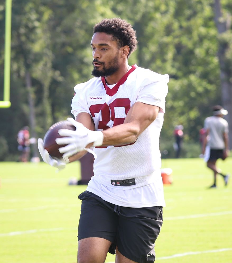 Washington Commanders Running Back Reggie Bonnafon (38) on the field at Day 5 of Training Camp at The Park in Ashburn VA on August 1st 2022. (Photo: Alyssa Howell)