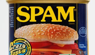 In this Monday, Aug. 16, 2010, photo, a can of Spam is shown, in Philadelphia. (AP Photo/Matt Rourke)