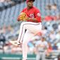 Starting Pitcher Josiah Gray (40) winding up to throw out the second pitch at the Washington Nationals vs St. Louis Cardinals at Nationals Park in Washington D.C. on July 31st 2022 (Photo: All-Pro Reels/Alyssa Howell)