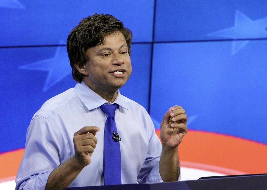 In this June 20, 2018, file photo, Michigan Democratic gubernatorial candidate Shri Thanedar gestures during a debate in Grand Rapids, Mich. Thanedar won Michigan&#39;s 13th Congressional Democratic primary on Tuesday, Aug. 2, 2022, topping a field of nine candidates in a district that covers most of Detroit and potentially leaving the city next term without Black representation in Congress for the first time since the early 1950s. (Michael Buck/Wood-TV8 via AP, POOL, File)