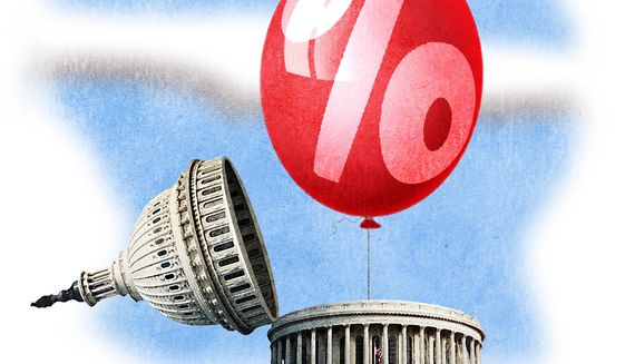 Illustration on the Inflation Reduction Act by Alexander Hunter/The Washington Times