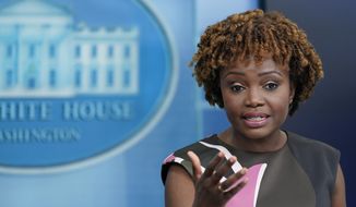 White House press secretary Karine Jean-Pierre speaks during the daily briefing at the White House in Washington, Tuesday, Aug. 9, 2022. (AP Photo/Susan Walsh)