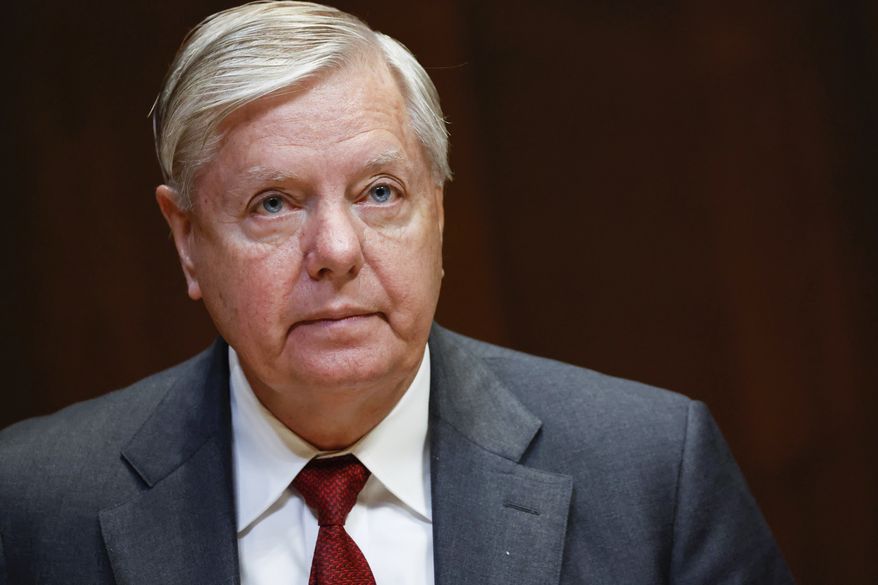 Sen. Lindsey Graham, R-S.C., listens during a hearing on the fiscal year 2023 budget for the FBI in Washington, on May 25, 2022. (Ting Shen/Pool Photo via AP, File)