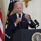 President Joe Biden speaks before signing the &quot;PACT Act of 2022&quot; during a ceremony in the East Room of the White House, Wednesday, Aug. 10, 2022, in Washington. (AP Photo/Evan Vucci)