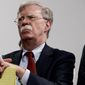 National Security Adviser John Bolton attends a meeting with President Donald Trump as he meets with Indian Prime Minister Narendra Modi at the G-7 summit in Biarritz, France, Aug. 26, 2019. The Justice Department says an Iranian operative has been charged in a plot to murder former Trump administration national security John Bolton.  (AP Photo/Andrew Harnik, File)