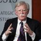 In this file photo, former national security adviser John Bolton gestures while speaking at the Center for Strategic and International Studies (CSIS) in Washington, Sept. 30, 2019.  (AP Photo/Pablo Martinez Monsivais, File)  **FILE**