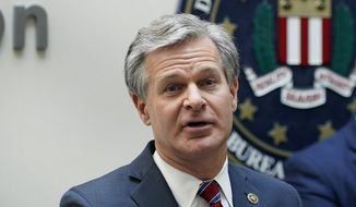 FBI Director Christopher Wray speaks during a news conference, Wednesday, Aug. 10, 2022, in Omaha, Neb. (AP Photo/Charlie Neibergall)