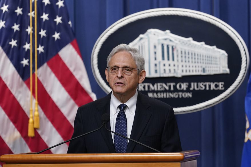 Attorney General Merrick Garland speaks at the Justice Department Thursday, Aug. 11, 2022, in Washington. (AP Photo/Susan Walsh)