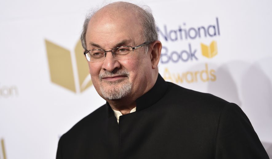 FILE - Salman Rushdie attends the 68th National Book Awards Ceremony and Benefit Dinner on Nov. 15, 2017, in New York.  Rushdie was  attacked while giving a lecture in western New York. An Associated Press reporter witnessed a man storm the stage Friday at the Chautauqua Institution as Rushdie was being introduced. (Photo by Evan Agostini/Invision/AP, File)