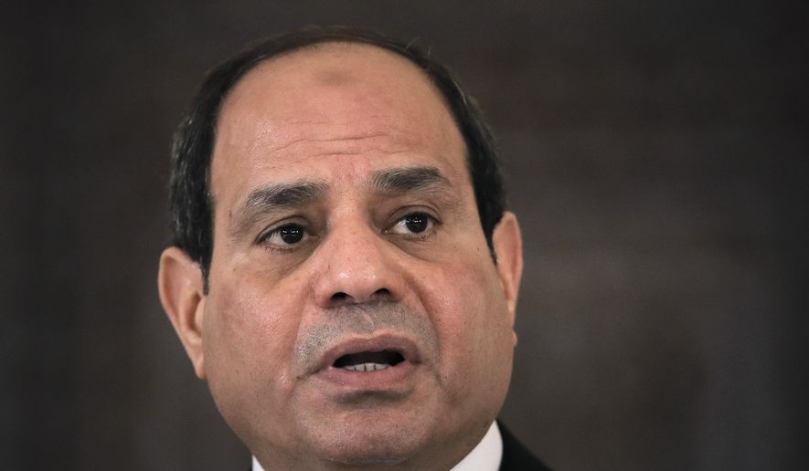 FILE - Egyptian President Abdel Fattah el-Sisi speaks during a press conference in Bucharest, Romania, June 19, 2019. President Abdel Fattah el-Sissi of Egypt has announced a Cabinet reshuffle to improve his administration&#39;s performance as it faces towering economic challenges stemming largely from Russia’s war in Ukraine. The Cabinet shake-up was approved by the parliament in an emergency session Saturday, Aug. 13, 2022. (AP Photo/Vadim Ghirda, File)