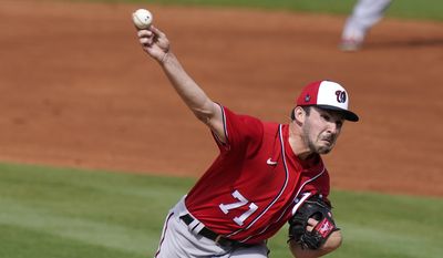 Washington Nationals relief pitcher Henry Cole (71) throws during a spring training baseball game against the New York Mets, Thursday, March 4, 2021, in Port St. Lucie, Fla. (AP Photo/Lynne Sladky) **FILE**