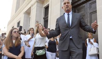 Attorney Robert F. Kennedy, Jr. speaks after a hearing challenging the constitutionality of the state legislature&#39;s repeal of the religious exemption to vaccination on behalf of New York state families who held lawful religious exemptions, during a rally outside the Albany County Courthouse Aug. 14, 2019, in Albany, N.Y. Instagram and Facebook have suspended Children&#39;s Health Defense from its platforms for repeated violations of its policies on COVID-19 misinformation. The nonprofit led by Robert Kennedy Jr. is regularly criticized by public health advocates for its misleading claims about vaccines and the COVID-19 pandemic. (AP Photo/Hans Pennink, File)
