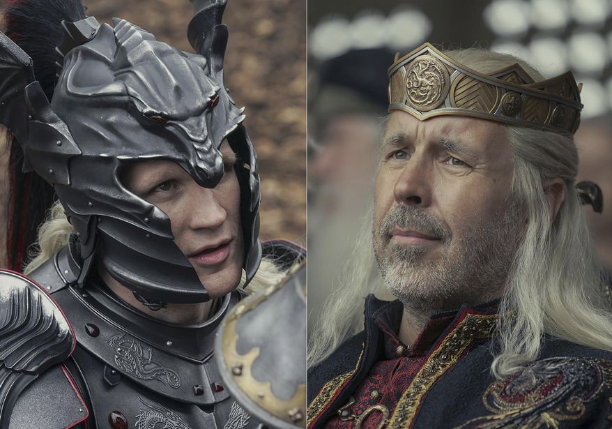 This combination of images released by HBO Max shows Matt Smith as Daemon Targaryen, left, and Prince Paddy Considine as King Viserys Targaryen in scenes from &amp;quot;House of the Dragon,&amp;quot; a prequel to &amp;quot;Game of Thrones,&amp;quot; premiering on Sunday. (HBO Max via AP)
