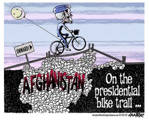 On the presidential bike trail ...