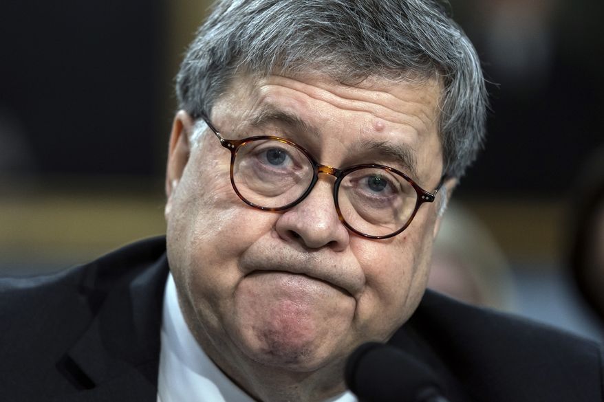 Then-Attorney General William Barr appears before a House Appropriations subcommittee on Capitol Hill in Washington, April 9, 2019. (AP Photo/J. Scott Applewhite, File)