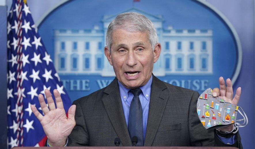 Dr. Anthony Fauci, director of the National Institute of Allergy and Infectious Diseases, speaks during a press briefing at the White House, on April 13, 2021, in Washington. Fauci, the nation&#39;s top infectious disease expert who became a household name, and the subject of partisan attacks, during the COVID-19 pandemic, announced Monday he will depart the federal government in December after more than 5 decades of service. (AP Photo/Patrick Semansky, File)