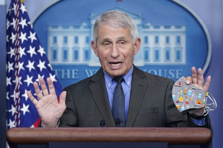 Dr. Anthony Fauci, director of the National Institute of Allergy and Infectious Diseases, speaks during a press briefing at the White House, on April 13, 2021, in Washington. Fauci, the nation&#39;s top infectious disease expert who became a household name, and the subject of partisan attacks, during the COVID-19 pandemic, announced Monday he will depart the federal government in December after more than 5 decades of service. (AP Photo/Patrick Semansky, File)