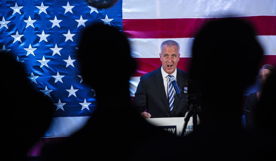 New York 17th Congressional District Democratic primary candidate U.S. Rep. Sean Patrick Maloney delivers his victory speech during an election night party in Peekskill, N.Y., Tuesday, Aug. 23, 2022. (AP Photo/Eduardo Munoz Alvarez)