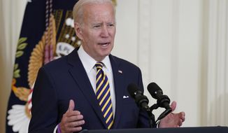 President Joe Biden in the East Room of the White House, Aug. 10, 2022, in Washington.  Biden is set to announce $10,000 federal student loan cancellation on Aug. 24, for many, extend repayment pause for others. (AP Photo/Evan Vucci, File)