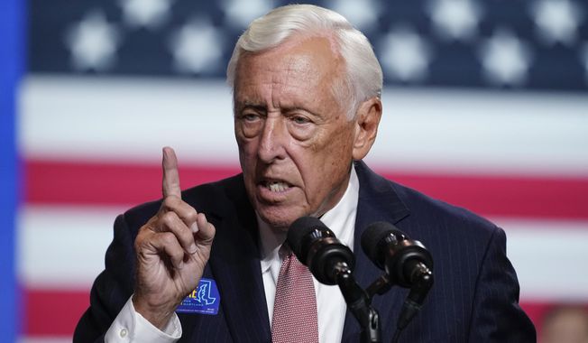 Rep. Steny Hoyer, D-Md., speaks ahead of President Joe Biden during a rally for the Democratic National Committee at Richard Montgomery High School, Thursday, Aug. 25, 2022, in Rockville, Md. (AP Photo/Alex Brandon)
