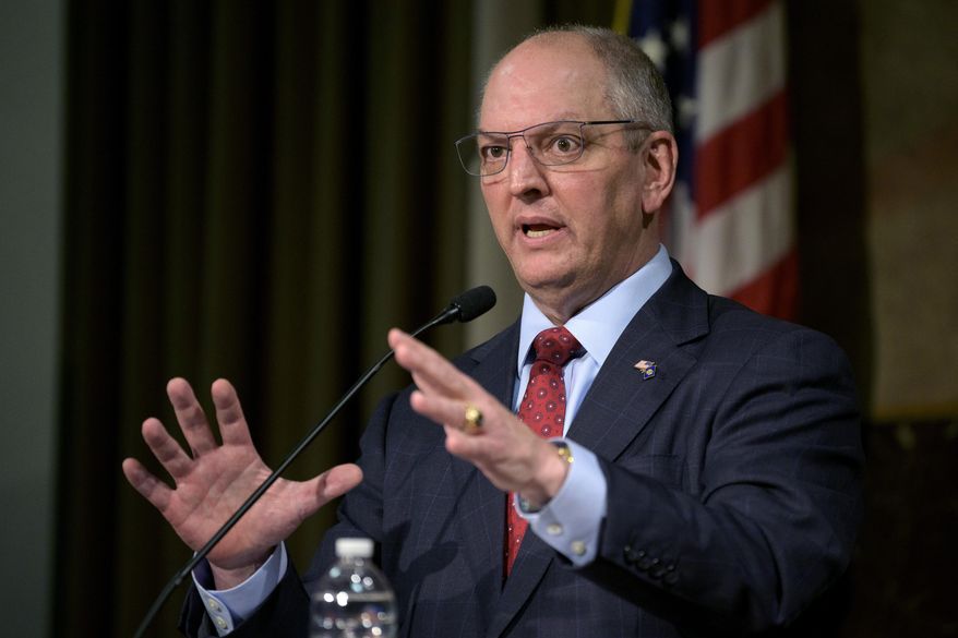 Louisiana Gov. John Bel Edwards speaks during a news conference in Baton Rouge, La., on Feb. 1, 2022. (AP Photo/Matthew Hinton, File) **FILE**