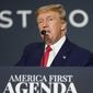 Former President Donald Trump speaks at an America First Policy Institute agenda summit at the Marriott Marquis in Washington, July 26, 2022. (AP Photo/Andrew Harnik, File)