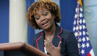 White House press secretary Karine Jean-Pierre speaks during the daily briefing at the White House in Washington, Wednesday, Aug. 31, 2022. (AP Photo/Susan Walsh)