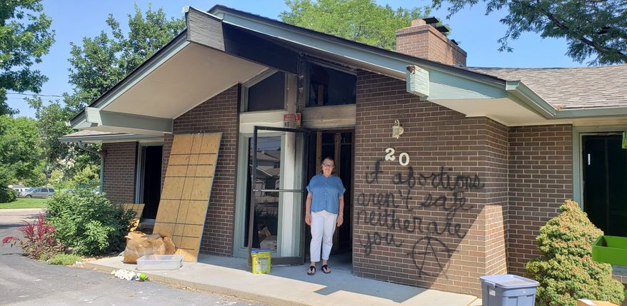 Kathy Roberts, executive director of the Life Choices Pregnancy Medical Center in Longmont, Colorado, is working to rebuild after the center was gutted following a firebombing June 25, 2022. (Photo by Valerie Richardson.)
