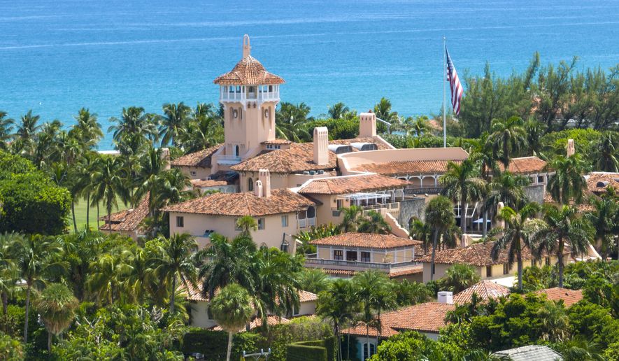 This photo shows an aerial view of former President Donald Trump&#39;s Mar-a-Lago club in Palm Beach, Fla., Wednesday, Aug. 31, 2022. The Justice Department says classified documents were &quot;likely concealed and removed&quot; from former President Donald Trump&#39;s Florida estate as part of an effort to obstruct the federal investigation into the discovery of the government records. (AP Photo/Steve Helber)
