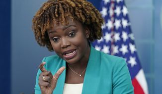 White House press secretary Karine Jean-Pierre speaks during the daily briefing at the White House in Washington, Thursday, Sept. 1, 2022. (AP Photo/Susan Walsh)