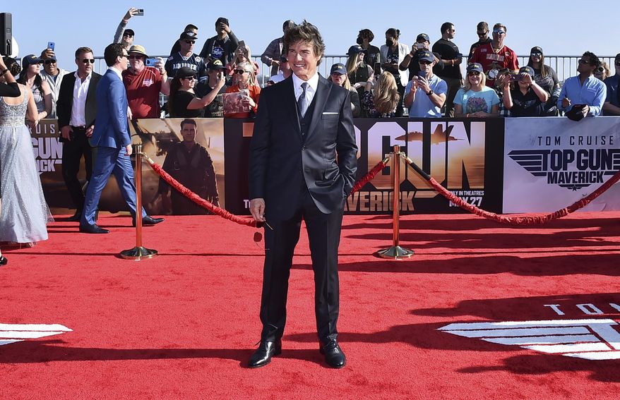 Tom Cruise arrives at the world premiere of "Top Gun: Maverick" on Wednesday, May 4, 2022, at the USS Midway in San Diego. (Photo by Jordan Strauss/Invision/AP, File)