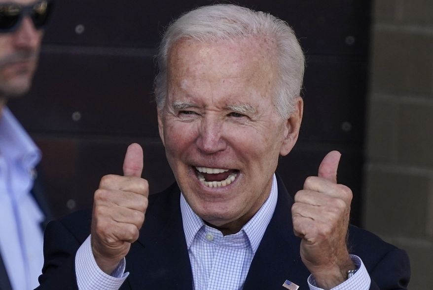 President Joe Biden gestures after speaking during an event at Henry Maier Festival Park in Milwaukee, Monday, Sept. 5, 2022. Biden is in Wisconsin this Labor Day to kick off a nine-week sprint to the crucial midterm elections. (AP Photo/Morry Gash)