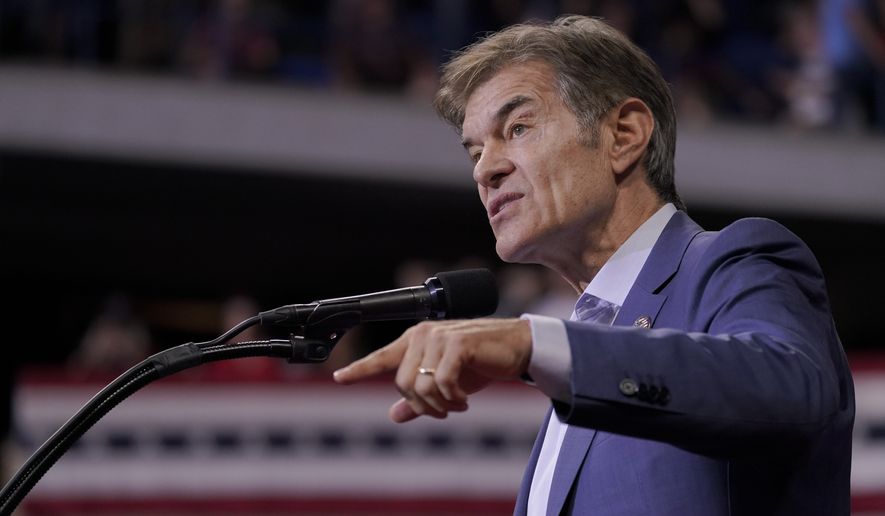 Pennsylvania Republican Senate candidate Mehmet Oz speaks ahead of former President Donald Trump at a rally in Wilkes-Barre, Pa., Saturday, Sept. 3, 2022. (AP Photo/Mary Altaffer)