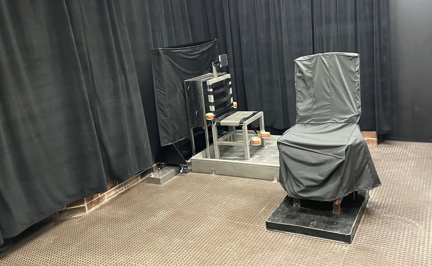 This photo provided by the South Carolina Department of Corrections shows the state&#39;s death chamber in Columbia, S.C., including the electric chair, right, and a firing squad chair, left. A South Carolina judge ruled Tuesday, Sept. 6, 2022, that the state&#39;s newly created execution firing squad, as well as its use of the electric chair, are unconstitutional, siding with four death row inmates in a decision surely to be swiftly appealed as the state struggles to implement its new execution protocols. (South Carolina Department of Corrections via AP, File)