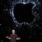 Apple CEO Tim Cook speaks at an Apple event on the campus of Apple&#39;s headquarters in Cupertino, Calif., Wednesday, Sept. 7, 2022. (AP Photo/Jeff Chiu)