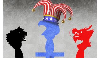World mocking a woke America illustration by Linas Garsys / The Washington Times