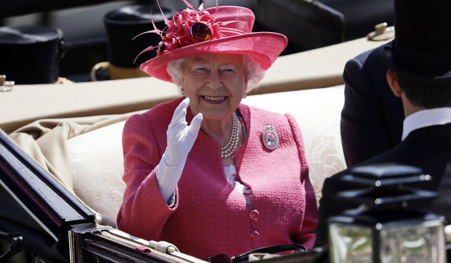 Britain&#39;s Queen Elizabeth II arrives on the third day of the Royal Ascot horse race meeting, which is traditionally known as Ladies Day, in Ascot, England, Thursday, June 21, 2018. Horse racing was Queen Elizabeth II&#39;s big sporting love. She first rode a horse at the age of 3 and would inherit the breeding and racing stock of her father, King George VI, when she acceded to the throne in 1952. (AP Photo/Tim Ireland. File)