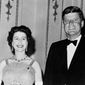 FILE - Queen Elizabeth II and U.S. President John Kennedy as they pose at Buckingham Palace in London, June 5, 1961. The Kennedy&#39;s were dinner guests of the Queen. Queen Elizabeth II, Britain&#39;s longest-reigning monarch and a rock of stability across much of a turbulent century, died Thursday, Sept. 8, 2022, after 70 years on the throne. She was 96. (AP Photo, File)