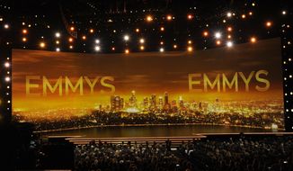 This Sept. 22, 2019 file photo shows a view of the stage at the 71st Primetime Emmy Awards in Los Angeles. The 74th Primetime Emmy Awards are set for Monday, Sept. 12, at the Microsoft Theatre in Los Angeles. The roughly three-hour ceremony will begin at 8 p.m. EDT and air live on NBC and, for free, on the streaming service Peacock. (Photo by Chris Pizzello/Invision/AP, File)