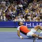 Carlos Alcaraz, of Spain, reacts after defeating Casper Ruud, of Norway, to win the men&#39;s singles final of the U.S. Open tennis championships, Sunday, Sept. 11, 2022, in New York. (AP Photo/Charles Krupa)