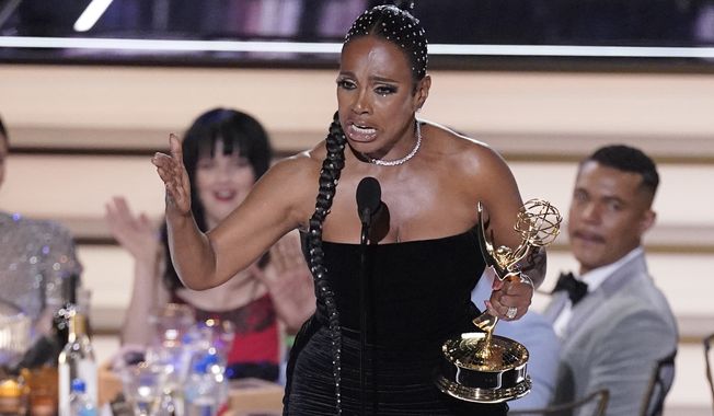 Sheryl Lee Ralph accepts the Emmy for outstanding supporting actress in a comedy series for &quot;Abbott Elementary&quot; at the 74th Primetime Emmy Awards on Monday, Sept. 12, 2022, at the Microsoft Theater in Los Angeles. (AP Photo/Mark Terrill)