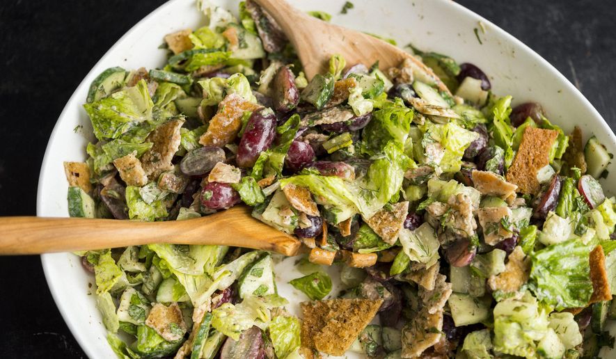 This image released by Milk Street shows a recipe for Fattoush. (Milk Street via AP)
