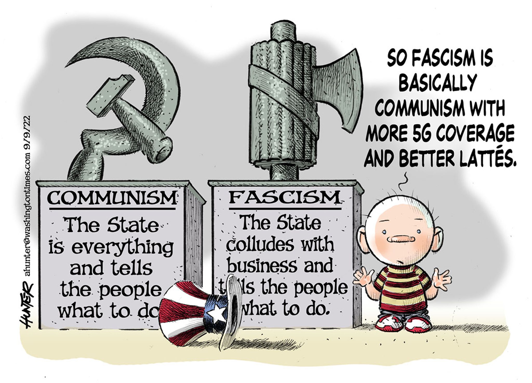 Political Cartoons - Around the World - So fascism is basically communism  with more 5G coverage ... - Washington Times