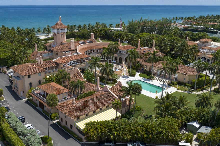 President Donald Trump&#39;s Mar-a-Lago estate in Palm Beach, Fla., Aug. 31, 2022. A document purporting to be from the U.S. government and claiming the Treasury Department had information related to the search at Mar-a-Lago was a fabrication. A review of court documents and interviews by The Associated Press shows identical documents were filed in a separate case brought by a federal inmate at a prison medical center in North Carolina.(AP Photo/Steve Helber)