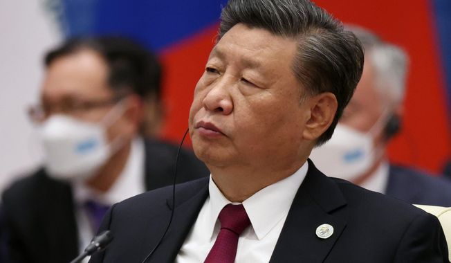 Chinese President Xi Jinping attends the Shanghai Cooperation Organization (SCO) summit in Samarkand, Uzbekistan, Friday, Sept. 16, 2022. (Sergei Bobylev, Sputnik, Kremlin Pool Photo via AP)