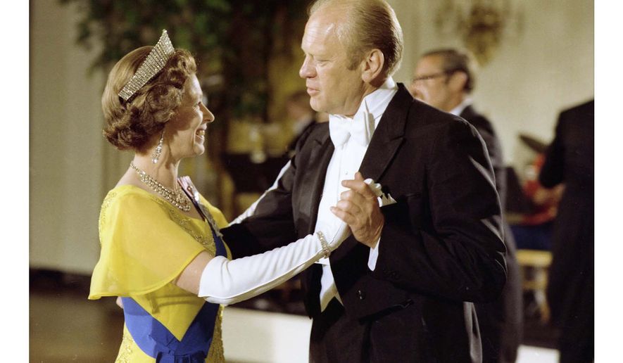 President Gerald Ford dances with Queen Elizabeth during a state dinner at the White House held in her honor July 7, 1976 (Image 6923701 courtesy of National Archives/Gerald R. Ford Library; Ricardo Thomas, White House photographer)