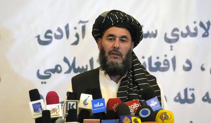 Bashir Noorzai, a senior Taliban detainee held at Guantanamo, speaks during his release ceremony, at the Intercontinental Hotel, in Kabul, Afghanistan, Monday, Sept. 19, 2022. Bashir Noorzai, a notorious drug lord and member of the Taliban, told reporters in Kabul on Monday that he spent 17 years and six months in the U.S. detention center at Guantanamo Bay, and that he was the last Taliban prisoner there. Taliban-appointed Foreign Minister Amir Khan Muttaqi said Monday that the released American was Mark Frerichs, a Navy veteran and civilian contractor kidnapped in Afghanistan in 2020. (AP Photo/Ebrahim Noroozi)
